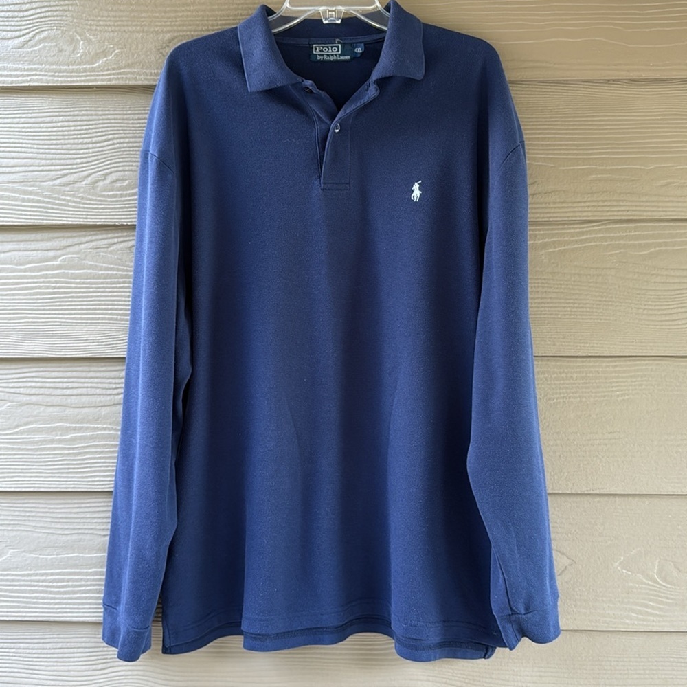 Polo by Ralph Lauren Men's Dark Blue Cotton Long Sleeve Polo Shirt